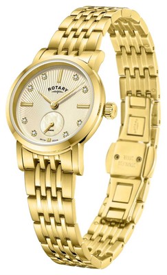 Pre-owned Rotary Dress Small-seconds Quartz (27mm) Gold Guilloché Dial / Gold