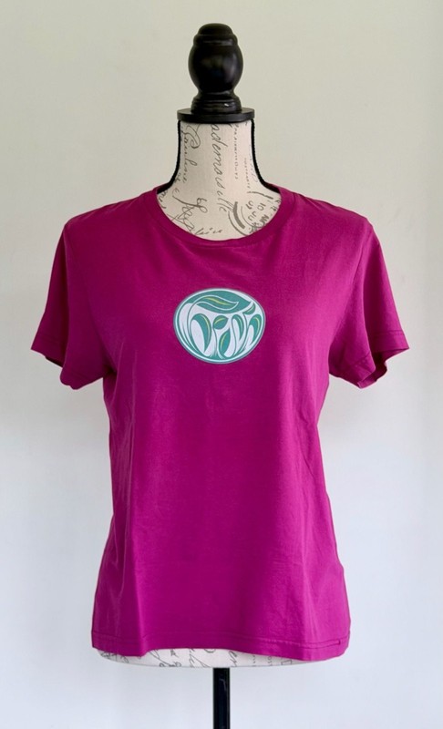 American Apparel ClassicGirl Graphic T-Shirt XL Magenta Leaf Design