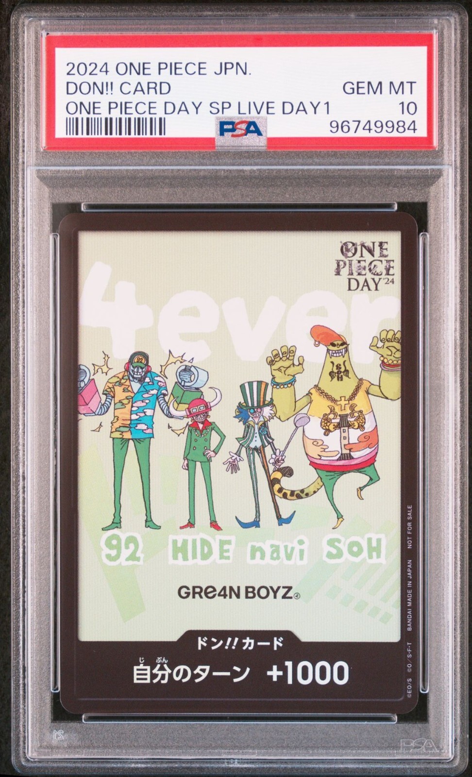 PSA 10 GEM Mint DON!! CARD ONE PIECE DAY SPECIAL LIVE DAY 1 PSA 10 GEM Mint DON!! CARD ONE PIECE DAY SPECIAL LIVE DAY 1
