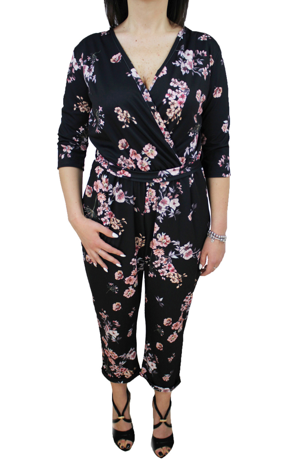 Abito tuta donna nero made in Italy elegante in tessuto ...