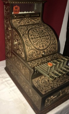 VERY RARE Old Orig Mdl 12 Scroll Nat'l Solid Bronze Candy Store Cash Register