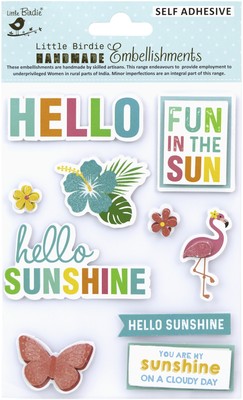 Little Birdie 3D Embellishment 10/Pkg-Fun In The Sun CR83611