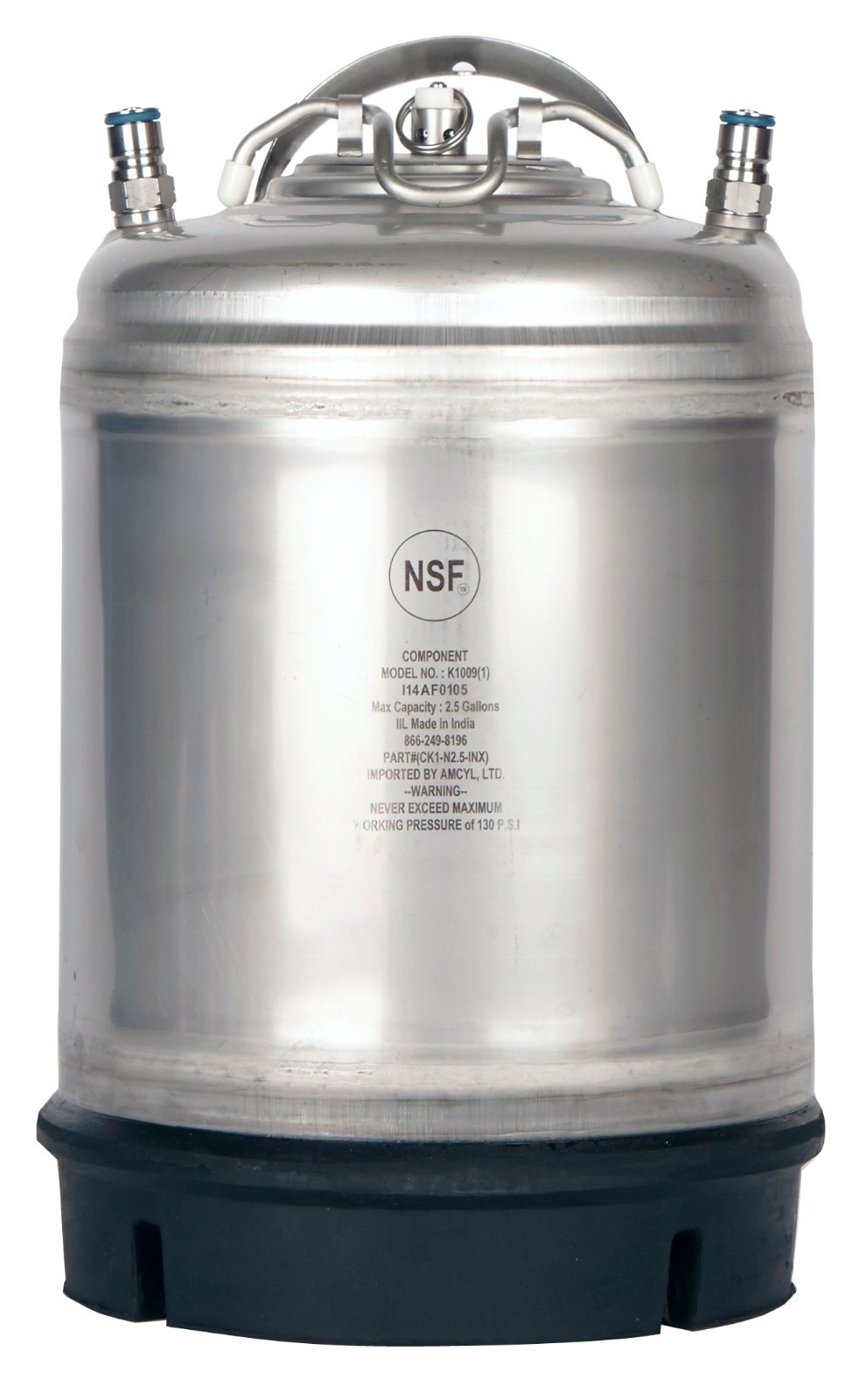 2.5 Gallon Ball Lock Keg and CO2 Charger Portable Party Kit Homebrew Beer Coffee