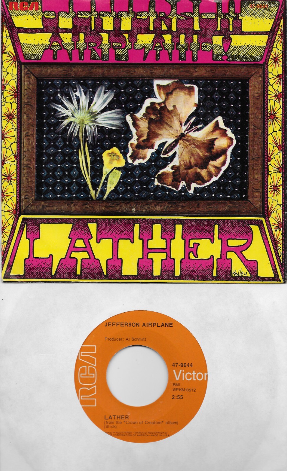 JEFFERSON AIRPLANE  Lather / Crown Of Creation  rare 45 with PicSleeve from 1968