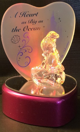 Disney Princess Ariel Belle Cinderella LIGHT UP Glass Figurines Lot of 3 NEW