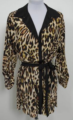 NWT $295 size 0 ETCETERA VINTAGE SILK LEOPARD PRINT BELTED TUNIC BLOUSE