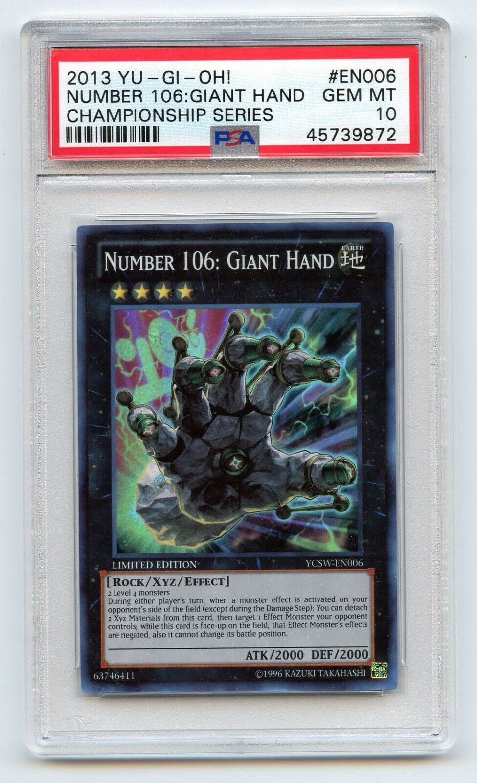 2013 Yu-Gi-Oh! YCS Prize Card Number 106: Giant Hand YCSW 2013 Yu-Gi-Oh! YCS Prize Card Number 106: Giant Hand YCSW