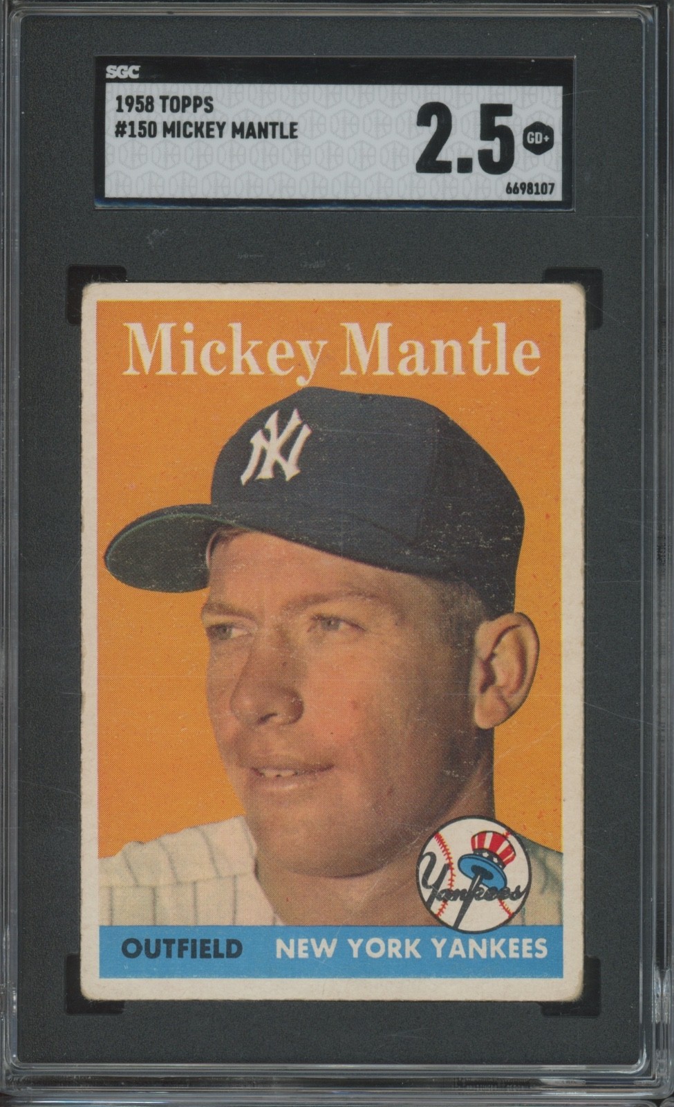 1958 Topps Baseball #150 Mickey Mantle GD+ SGC 2.5