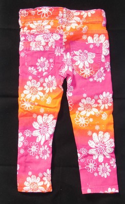 schicke Jeans Hose orange pink Blumenmuster NEU 86 92 98 104 110 116 122 128