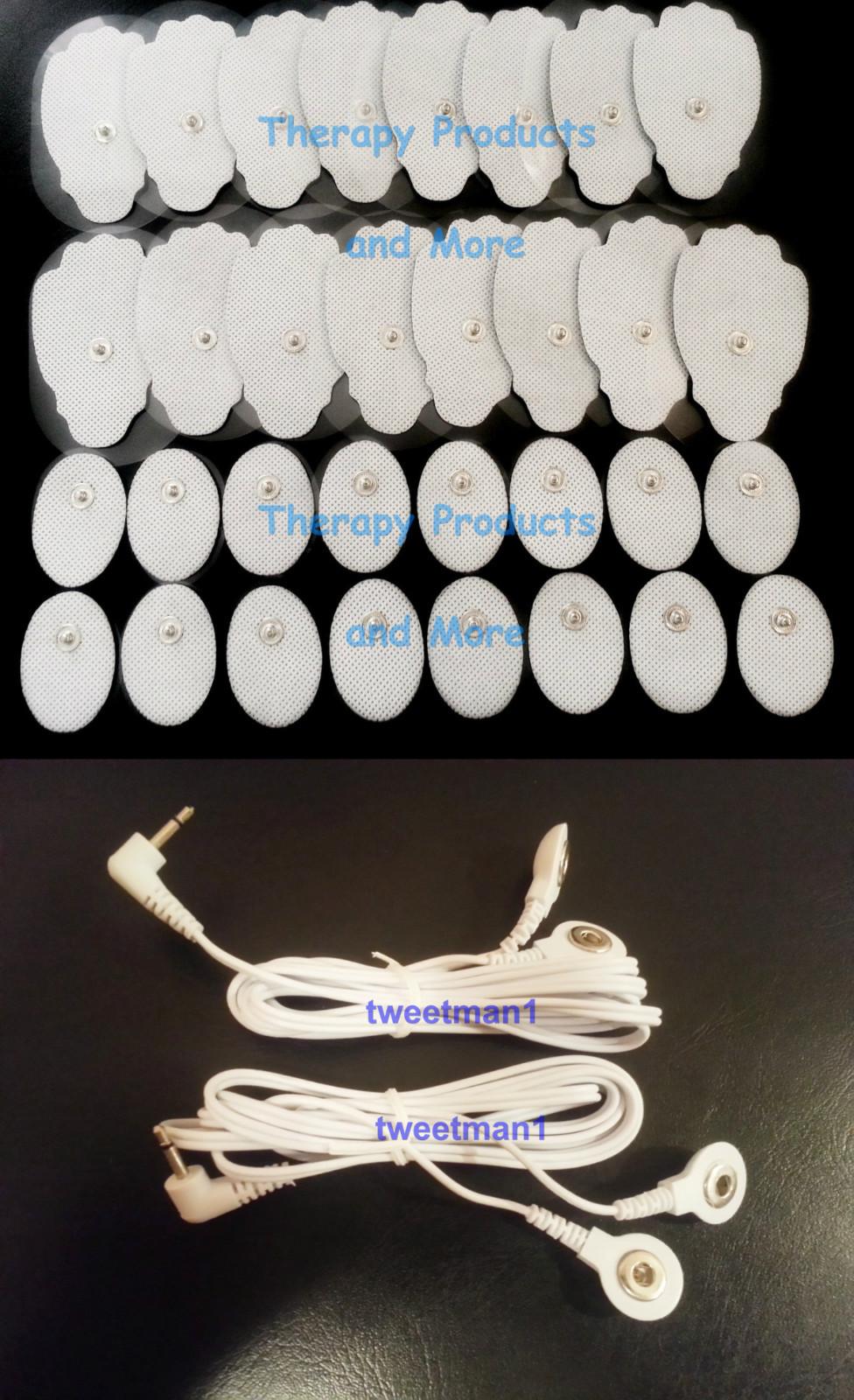 2 DUAL ELECTRODE CABLES (2.5mm)+(16 LG + 16 OVAL)PADS FOR IQ D...