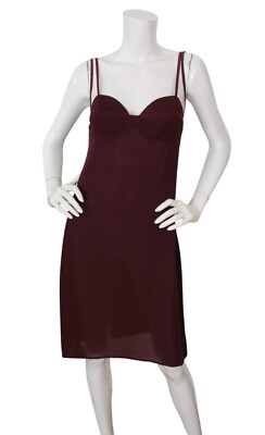 Araks Silk Slip Dress Medium Midi Double Strap Lingerie $385 Wine Red