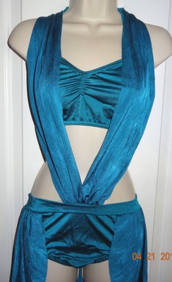 Dance Costume Kelle Lyrical 1pc Open Front Skirt Turquoise Blue Large L Adult CS