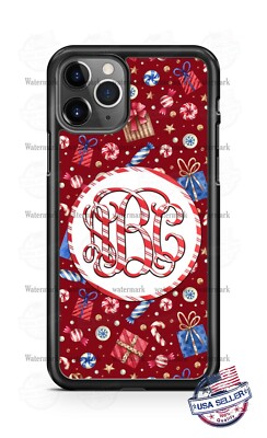 Christmas Candy Cane Monogram Phone Case For iPhone 12 Samsung S21Ultra Google 3