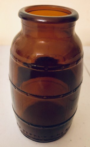 Vintage PIELS Real Draft Beer Keg Barrel Amber Glass Bottle Advertising