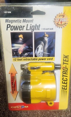 Electro-Tek Magnetic Mount Power Light 12 Volt Retractable Cord NIB FREE SHIP