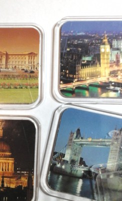 LONDON COASTER SET Vintage United Kingdom Drink Coasters ENGLAND UK