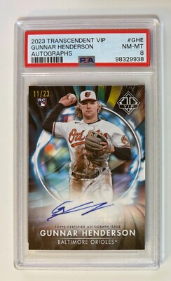 2023 Transcendent Topps VIP GUNNAR HENDERSON Auto /23 PSA 8 RC