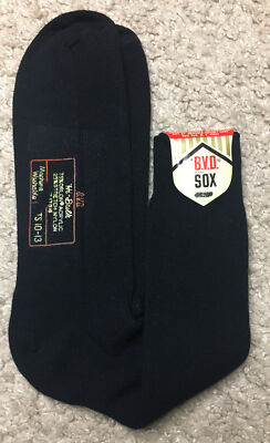 1 Pair Vintage BVD Sox Crew Socks Hi Bulk Acrylic Nylon 10 - 13 Black