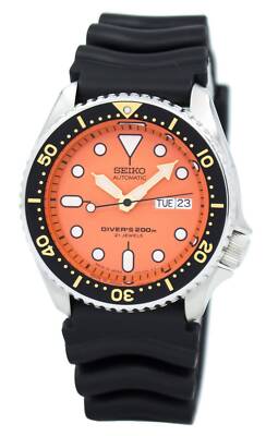 Pre-owned Seiko Skx Automatic Divers 200m Japan Made Orange Dial Skx011j1 Mens Watch