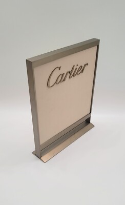 GENUINE CARTIER DEALER'S PRESENTATION BRASS PLAQUE DISPLAY STAND