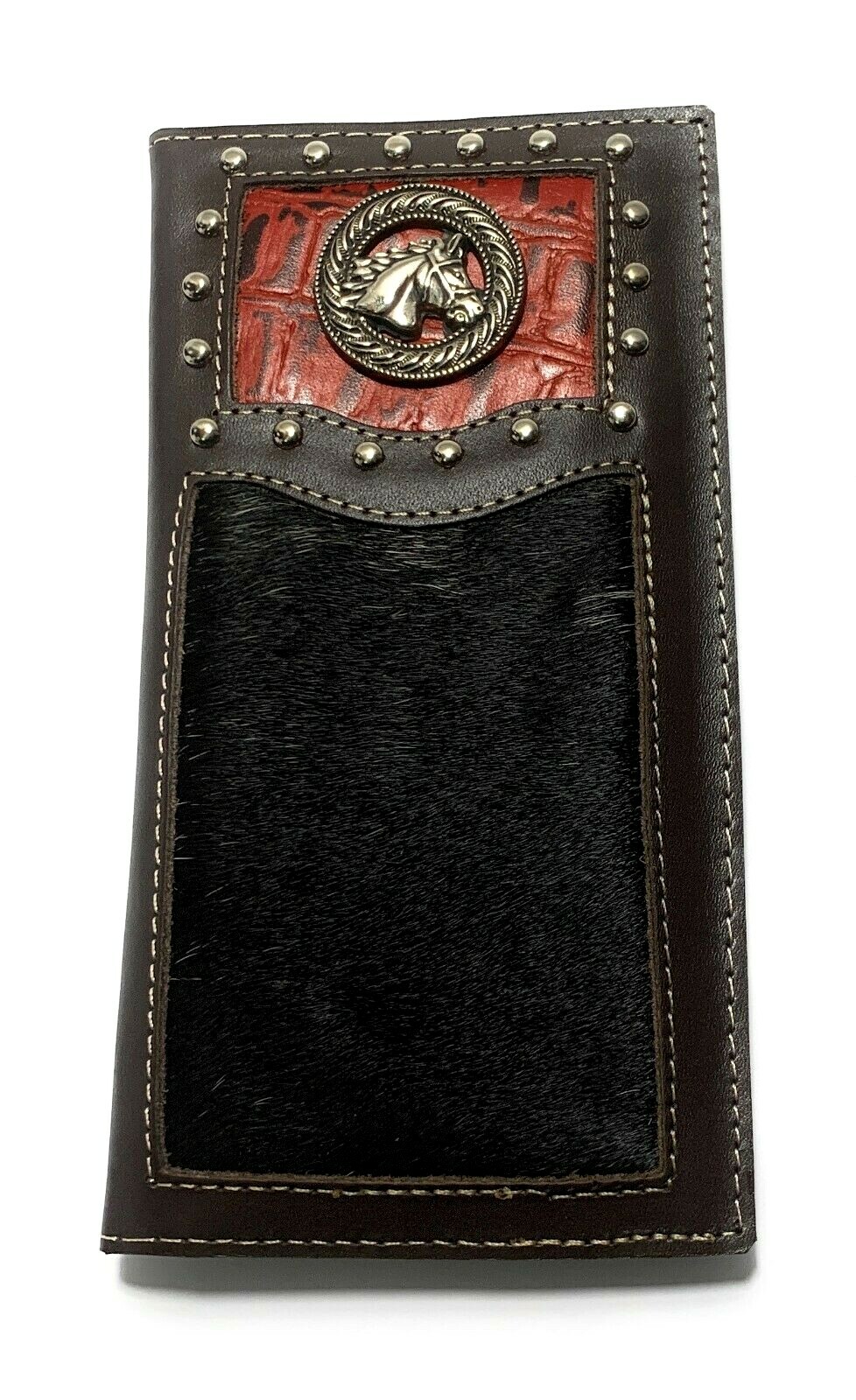MEN'S WESTERN COWBOY WALLET GENUINE LEATHER LONG BI FOLD TALL RODEO WALLET