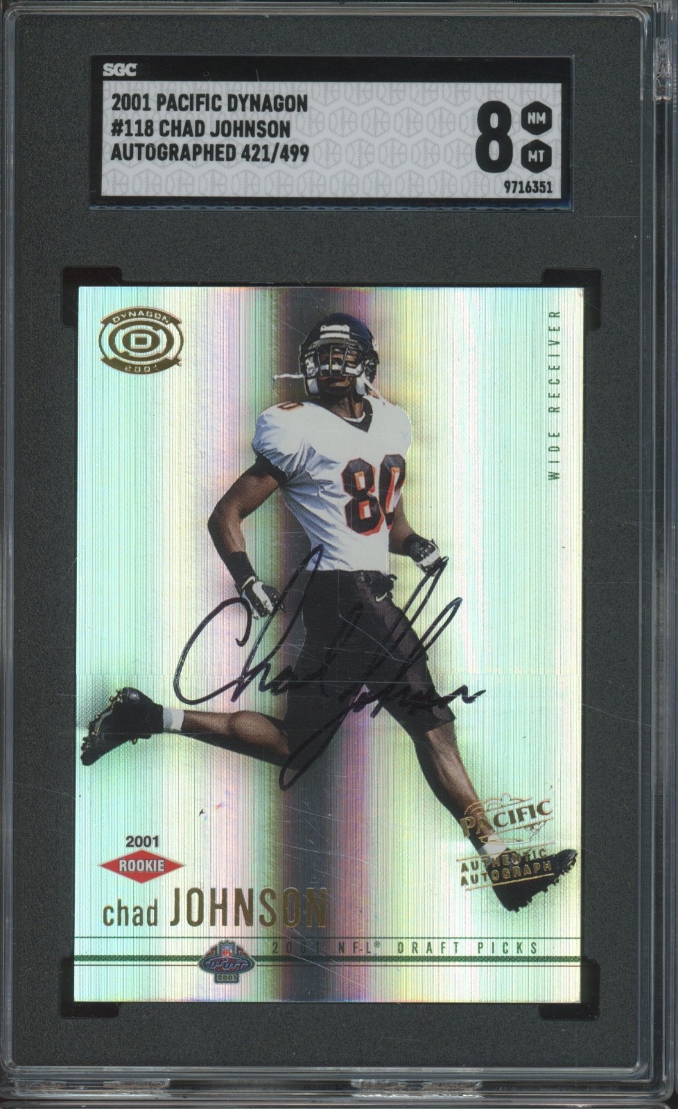 2001 Pacific Dynagon #118 Chad Johnson 421/499 RC Rookie SGC 8
