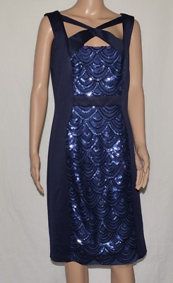 Connected Apparel #6482 NEW Women's Sequined-Panel Cutout Cocktail Dress $79