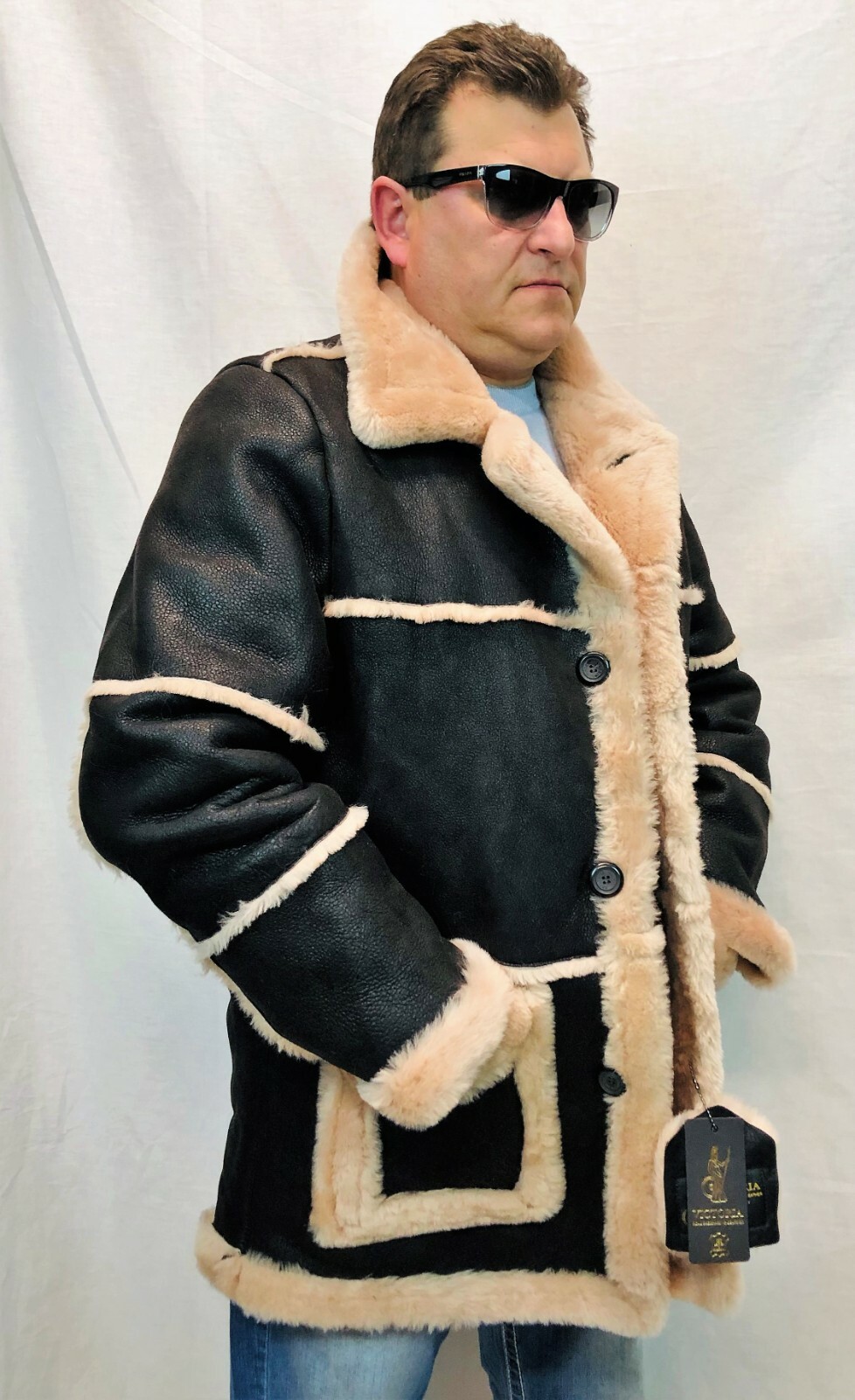 Pre-owned Victoria Brown /beige 100% Sheepskin Shearling Leather Marlboro Trench Coat Jacket Xs-8xl