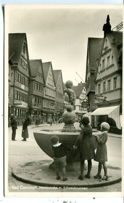 Germany AK Cannstatt Kannstatt - Marktstrasse mit Brunnen Gebr. Metz RP postcard