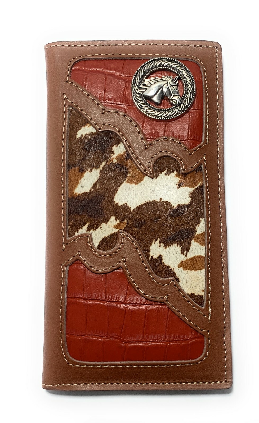 MEN'S WESTERN COWBOY WALLET GENUINE LEATHER LONG BI FOLD TALL RODEO WALLET