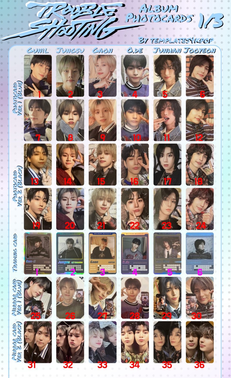 Xdinary Heroes ジョンス チェキ サイン ポラロイド 6pcs KPOP Xdinary Heroes Photocards Selfie With Lightstick