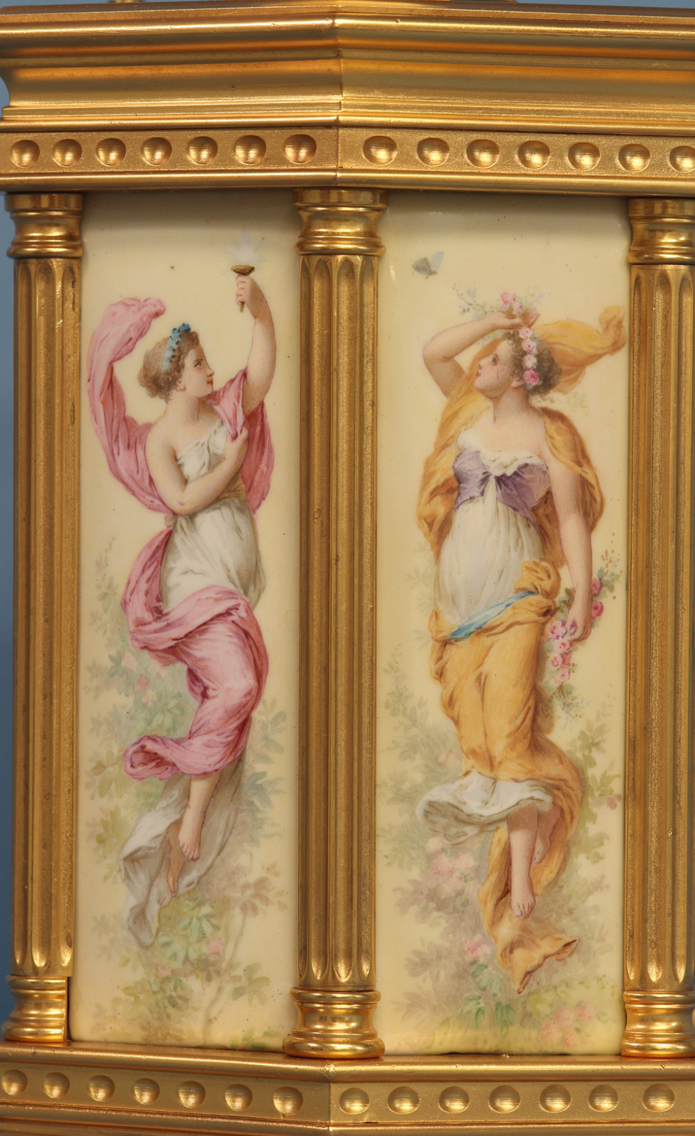 c.1900 French Enamel Paneled Carriage Clock.