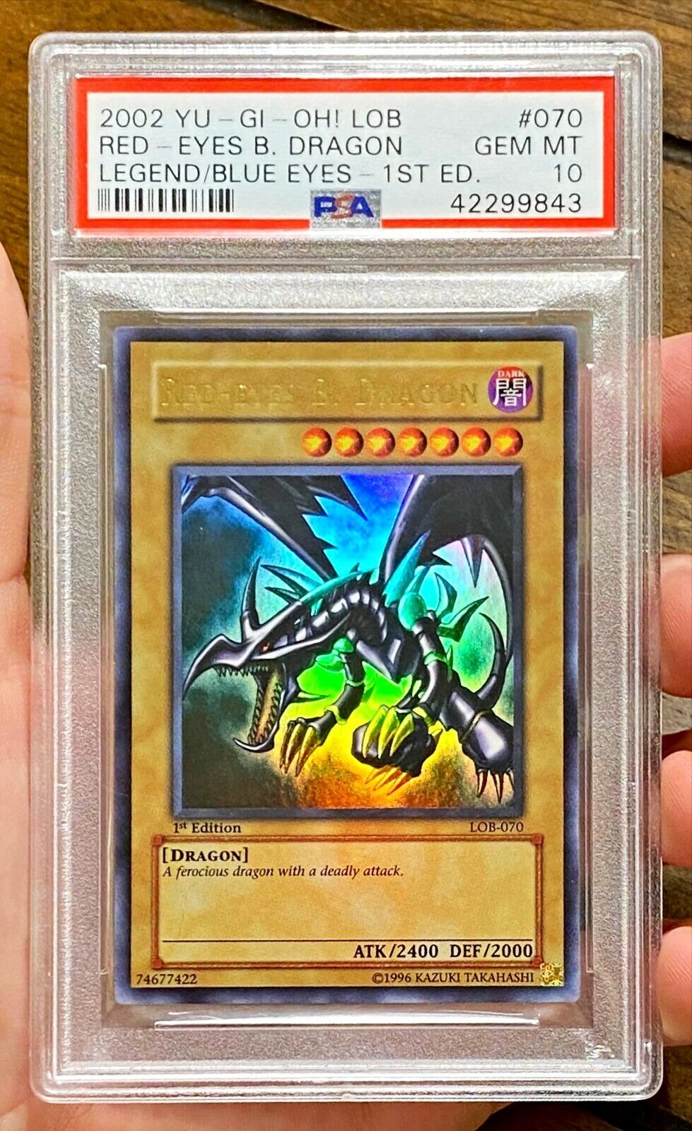 2002 Yugioh RED-EYES B. DRAGON 1st Edition LOB-070 Asian 2002 Yugioh RED-EYES B. DRAGON 1st Edition LOB-070 Asian