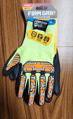 Firm Grip ANSI A5 Cut Resistant Max Impact Work Gloves Size Large Touch Screen