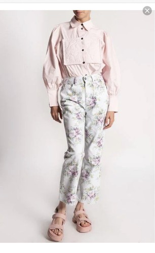 GANNI｜JEANS (FLORAL PRINTED BETZY CROPPED JEANS (J1466 NWT Ganni Betzy Floral print cropped denim jeans sz 26 | eBay