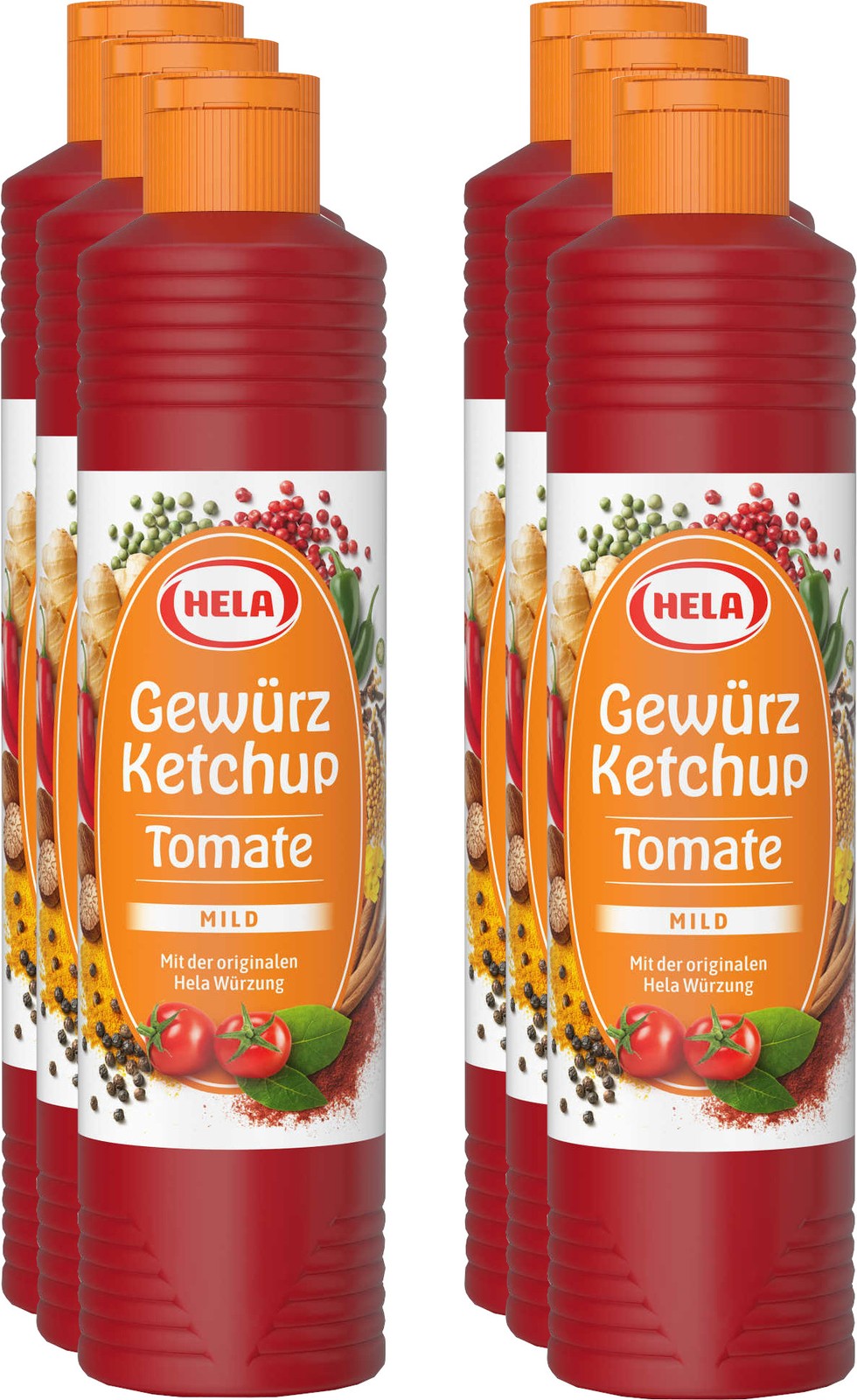 6 x Hela Ketchup Tomate mild Gewürzketchup 800 ml Flasche Ketchupflasche - Bild 1 von 7