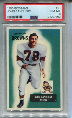 1955 Bowman #91 John Sandusky PSA 8 NM-MT Cleveland Browns
