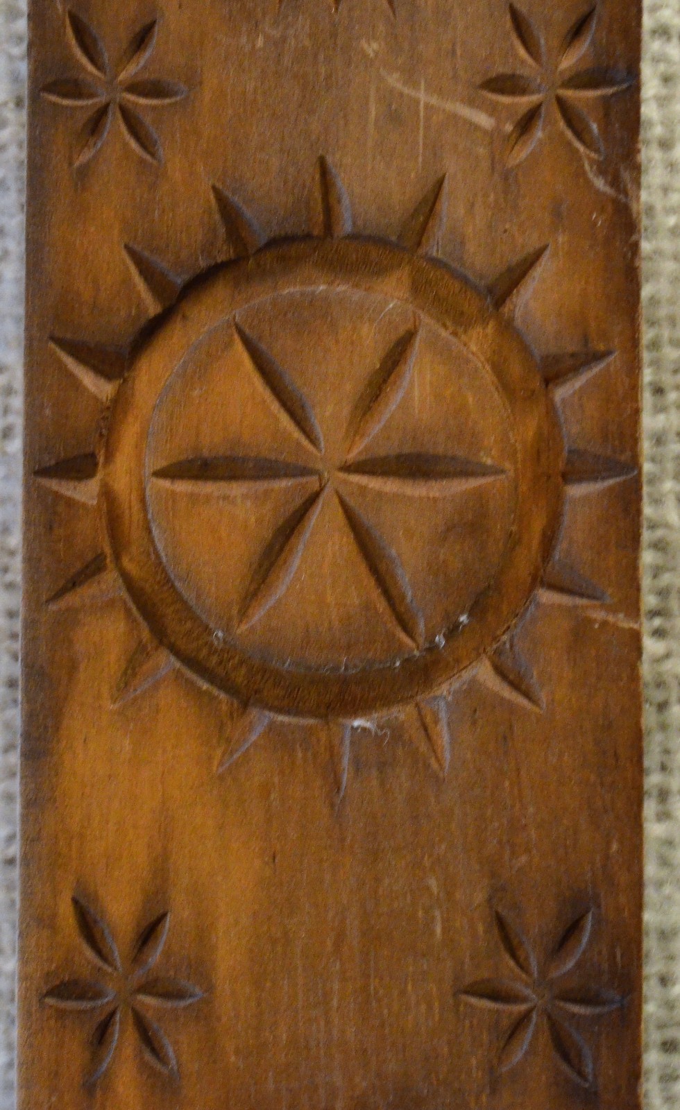 Vintage Wood Carved Butter Cookie Stamp Mold Press- sun, pineapple, sand dollar