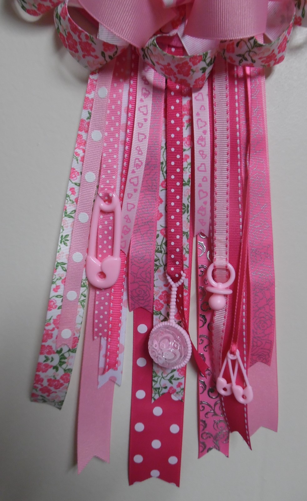 IT'S A GIRL NEW BABY BIRTH ANNOUNCEMENT PINK RUBBER DUCKY RIBBON HANDMADE