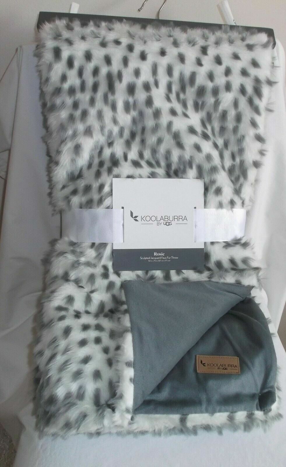 NWT Koolaburra by UGG Faux Fur Throw ROSIE WILD DOVE 50x70 Gray White eBay