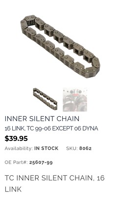 FEULING CHAIN SILENT INNER 8062 for Harley V Twin for 99-17, new