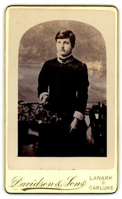 Antique Cdv Circa 1890s Davidson & Sons Young Lady In Dark Dress Lanark Scotland