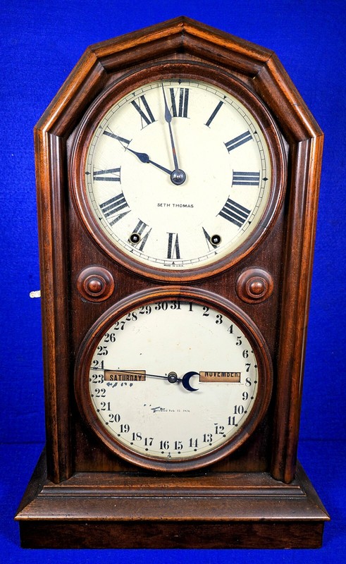 Antique SETH THOMAS "Parlor" Calendar Clock Rare #5 Double Dial