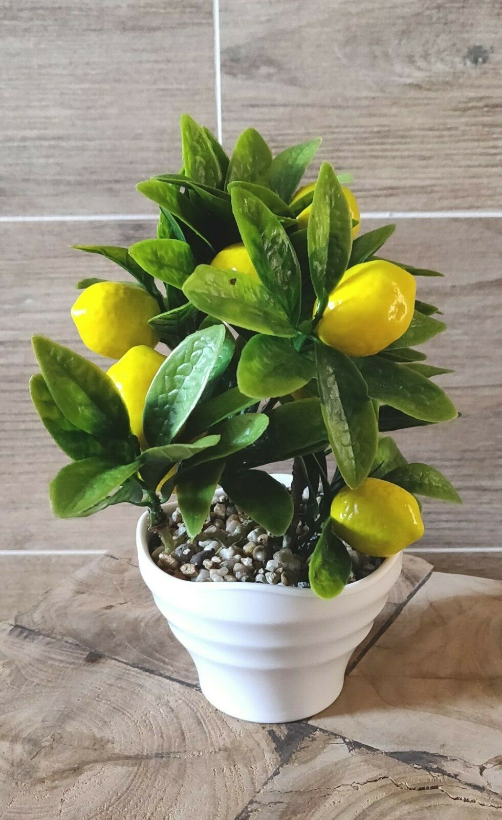 Pianta Piantina Artificiale Decorativa In Vaso Ceramica Limoni 20cm moc