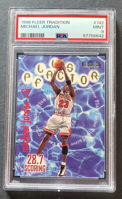 1998 FLEER TRADITION PLUS FACTOR #142 MICHAEL JORDAN PSA 9 MINT