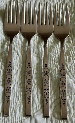 4 Oneida Ltd Wm A Rogers Spanada Salad Forks Premier Stainless 6 3/4''