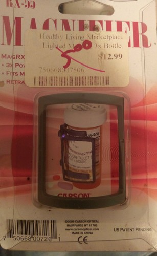 3X Medicine Bottle Magnifier New in Package Carson RX-55