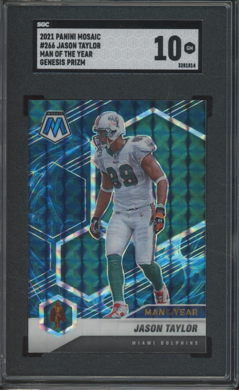 2021 Panini Mosaic Genesis Prizm #266 Jason Taylor Gem Mint SGC 10