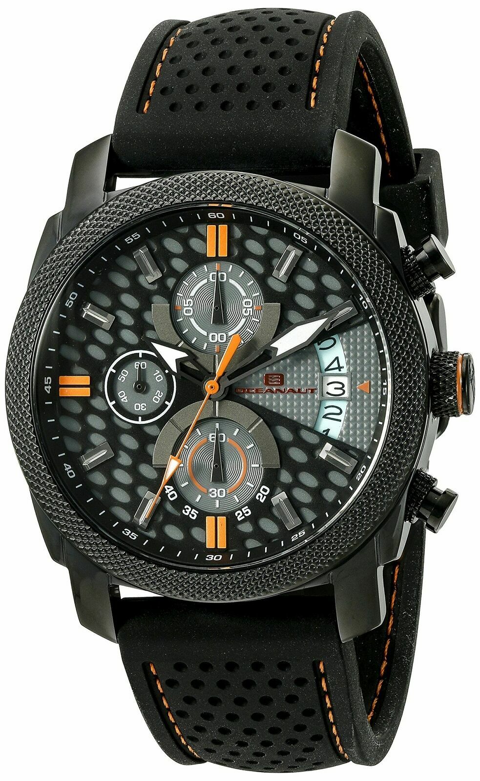 Pre-owned Oceanaut Mens  Kryptonite Black/orange Accents Watch -