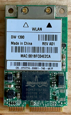 Dell/Broadcom DW 1390 WLAN Mini-PCIe Card  0PC559 YH774 0YH774 -- TESTED